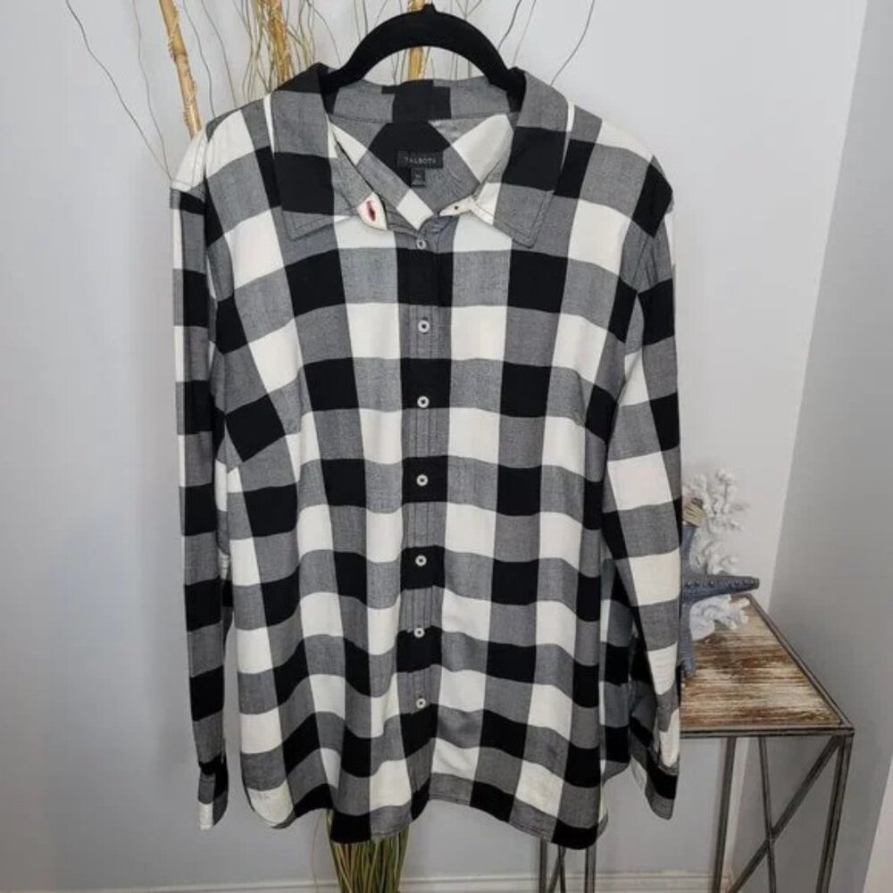 Talbots Windowpane Plaid Button Down Womens XLarge